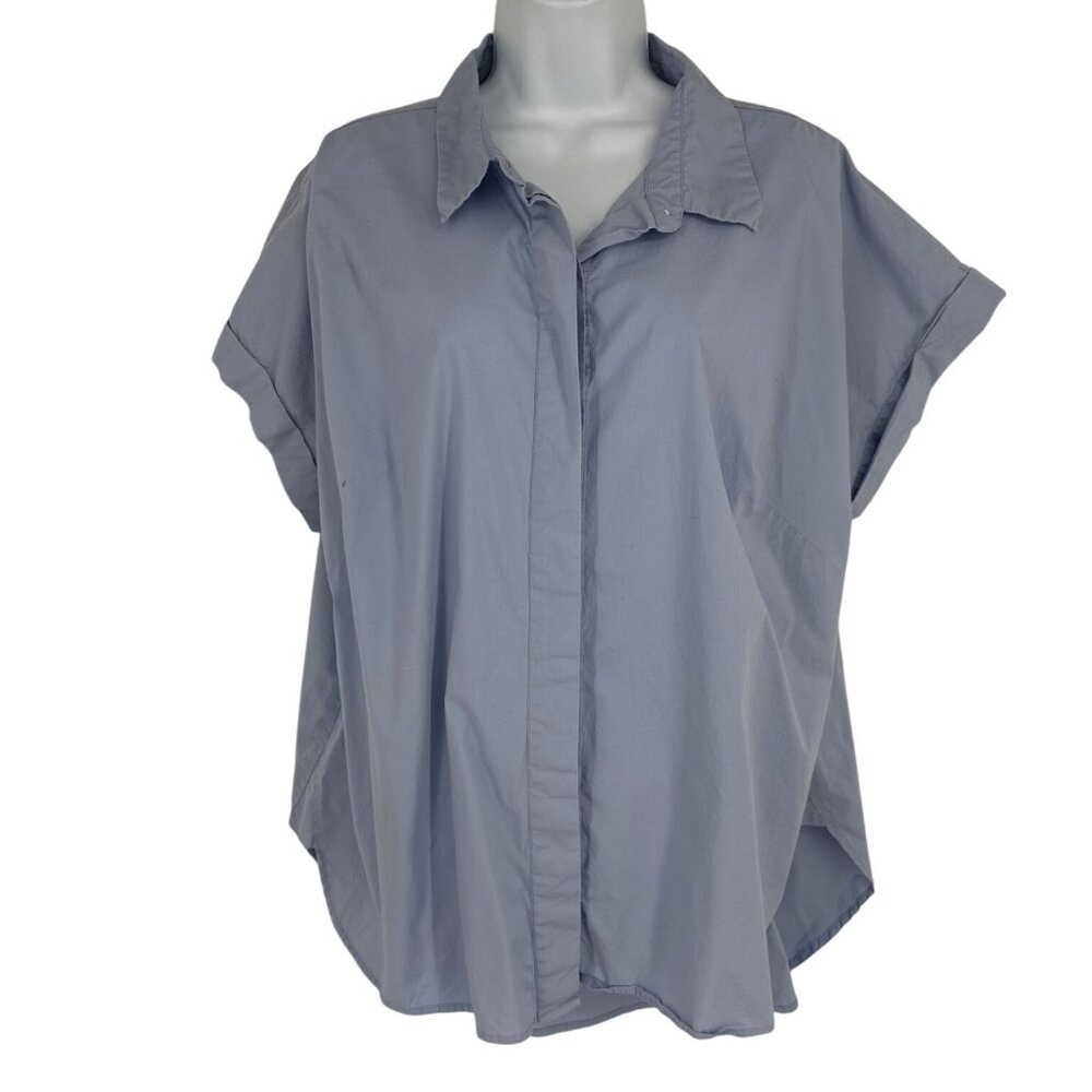 Eloquii Light Blue Button-Down Collared Short Sleeve Blouse Women's Size 20